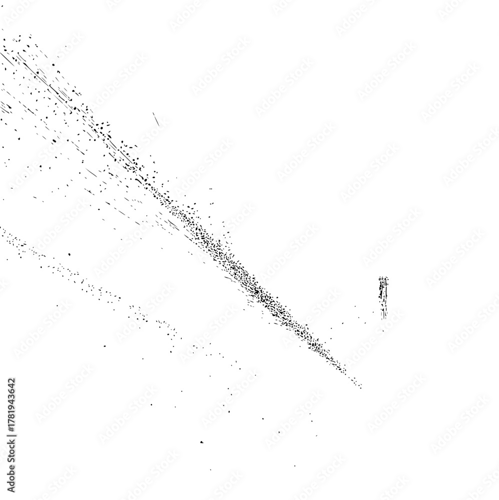 Obraz premium Distressed white background with diagonal lines of scattered dark dots and a small vertical mark present