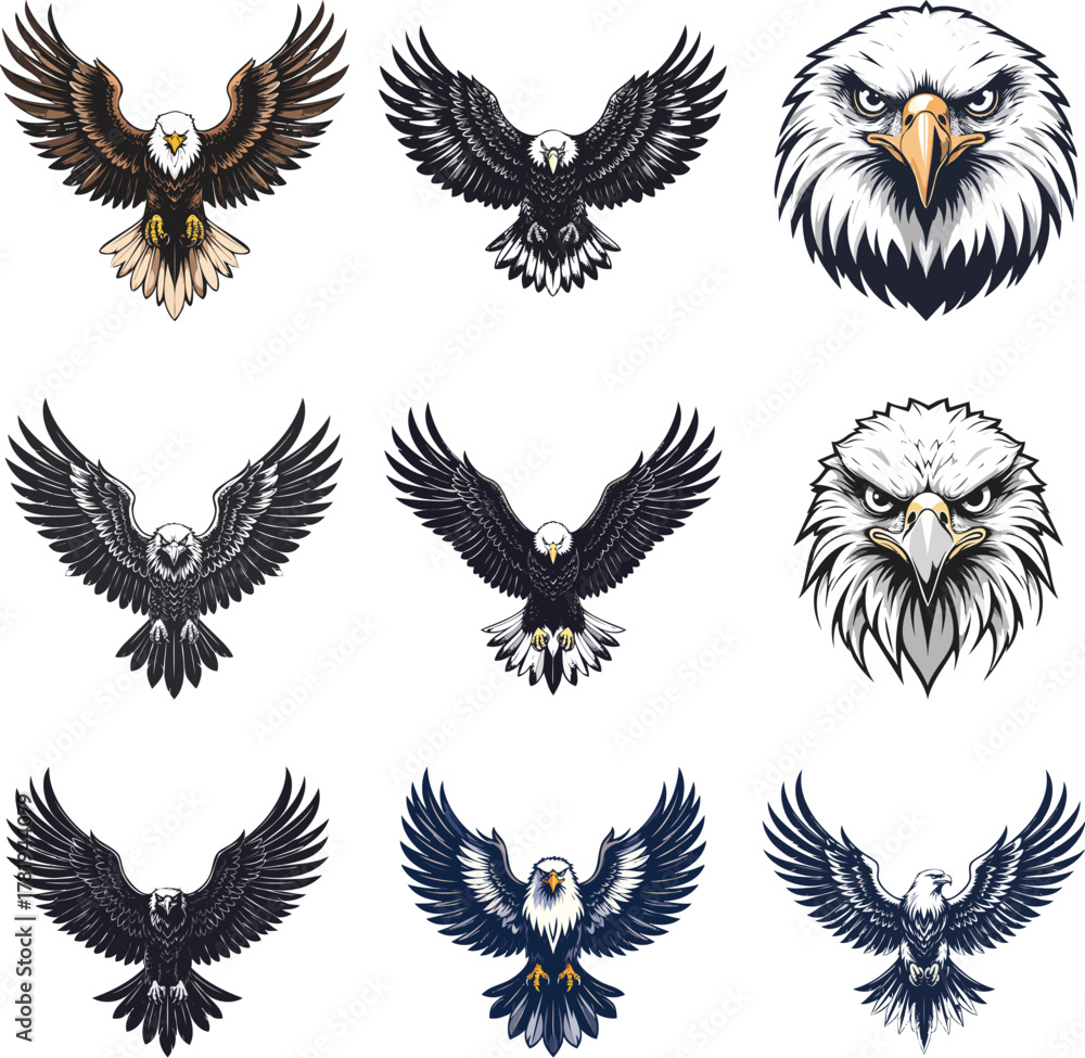 Obraz premium set of eagle tattoo