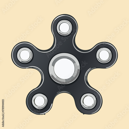 Sleek Black Fidget Spinner Toy with White Bearing Dots Representing Focus Enhancement and Anti-Anxiety Play Tool