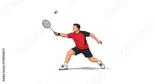 Badminton player Vector – Smash Shot Sports Illustration - Vector Badminton Player – Racket Sport