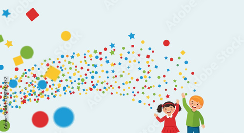 Cartoon woman in warrior pose on yoga mat in bright room.