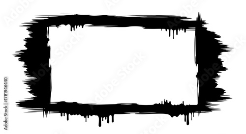 Rough black rectangular frame with dripping effect