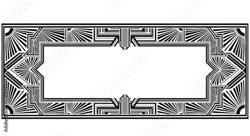 Ornate art deco geometric frame with a central blank space