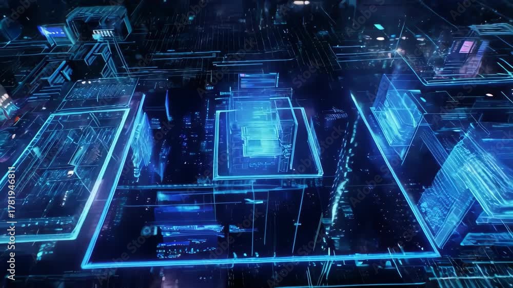 Représentation futuriste d’un réseau numérique et technologique