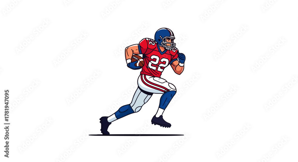 Fototapeta premium American Football Player Vector – Sport Athlete Illustration with Helmet and Ball