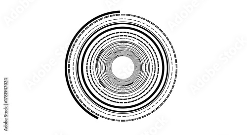 Concentric circles with dashed and solid lines
