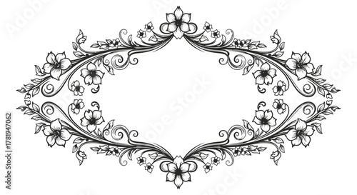 Decorative floral oval frame