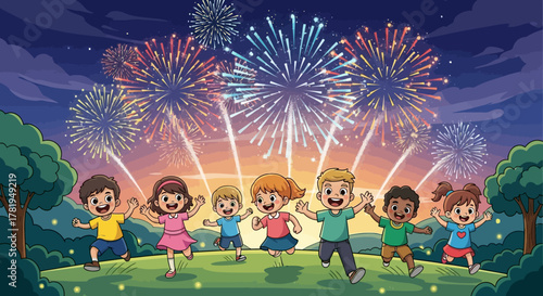 Cartoon woman in warrior pose on yoga mat in bright room.