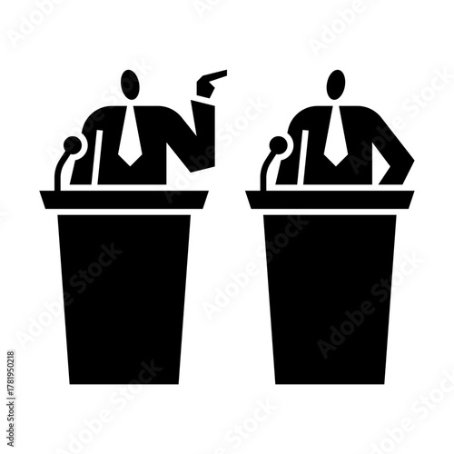 debate glyph icon. politician debate illustration.