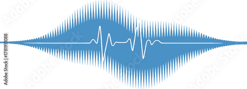 Blue sound wave audio signal equalizer vector illustration on white background