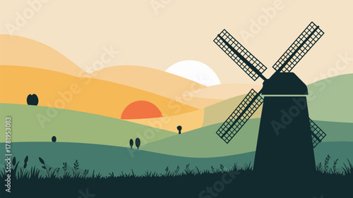 Windmill Farm Landscape Scenic Countryside