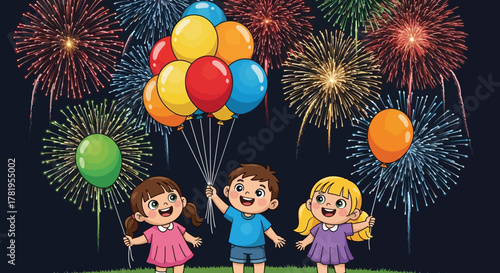 Cartoon woman in warrior pose on yoga mat in bright room.