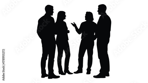 Group discussion silhouette isolated on white background, Vector