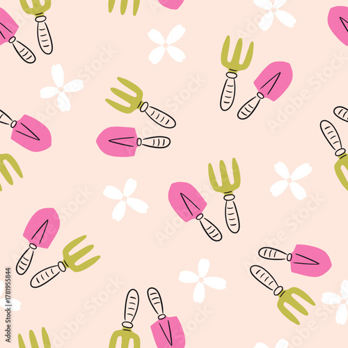 Gardening Tools Vector Seamless Pattern