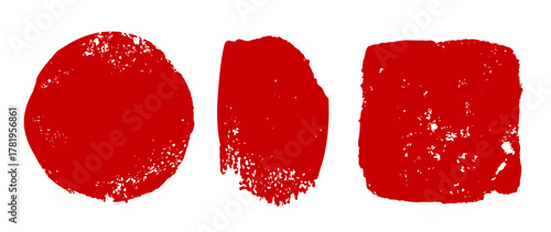 赤い落款のセット。ベクターのスタンプ素材。