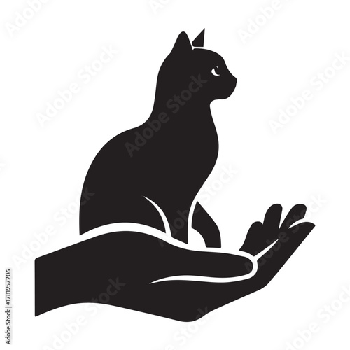Cat in Hand: A Symbol of Care and Protection.