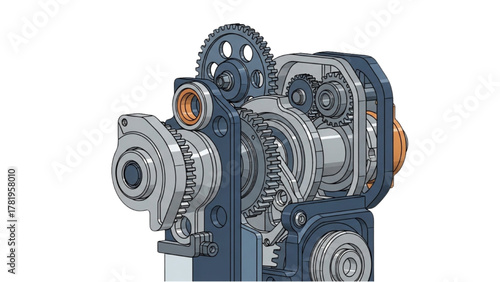 Complex Gear Mechanism in Detailed Cutaway View