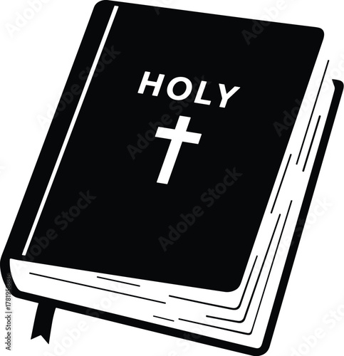 Holy Bible Book with Cross Christian Faith Vector Illustration
