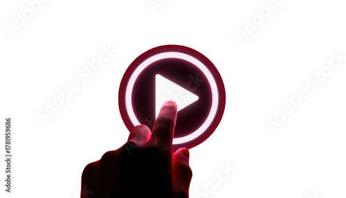 Finger Pressing Glowing Play Icon