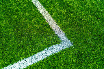 Artificial turf football field marking a corner