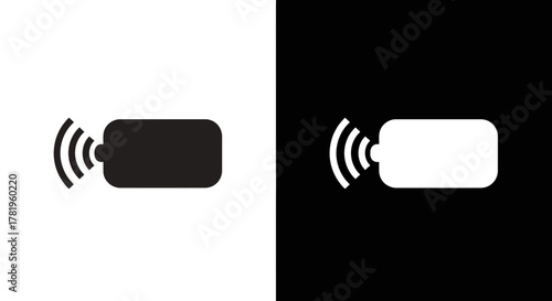 Two icons representing a wireless device, one in black on white, the other in white on black