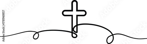 Minimalist Cross Line Art Vector Christian Faith Symbol Design
