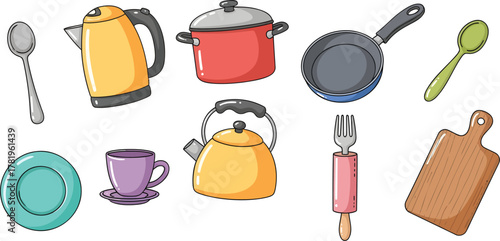 Collection of Kitchen Utensils and Cookware Items