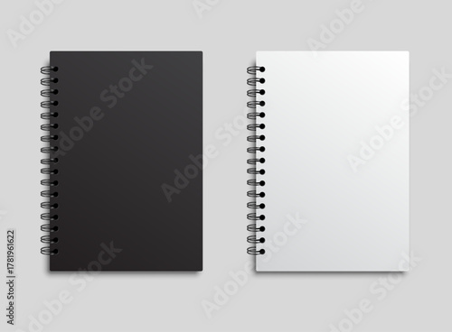Realistic notebook mockup icon in flat style. Notepad with spiral vector illustration on isolated background. Booklet sign business concept.