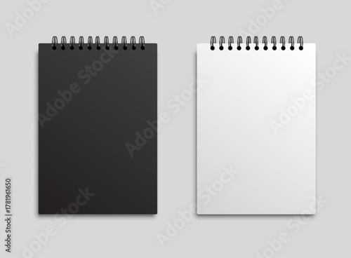 Realistic notebook mockup icon in flat style. Notepad with spiral vector illustration on isolated background. Booklet sign business concept.