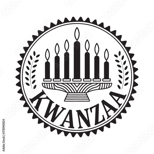 Kwanzaa celebration symbol with kinara and seven candles