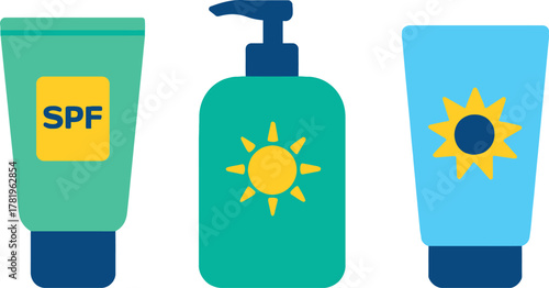 Sunscreen tubes for skin protection against sun damage summer skincare essential with SPF ratings