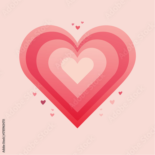 Illustration minimaliste de symbole de cœur d'amour rouge et rose moderne