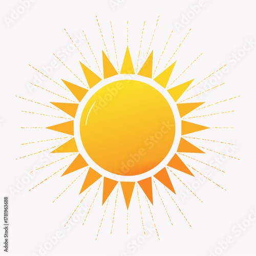 Symbole de soleil stylisé isolé en design plat