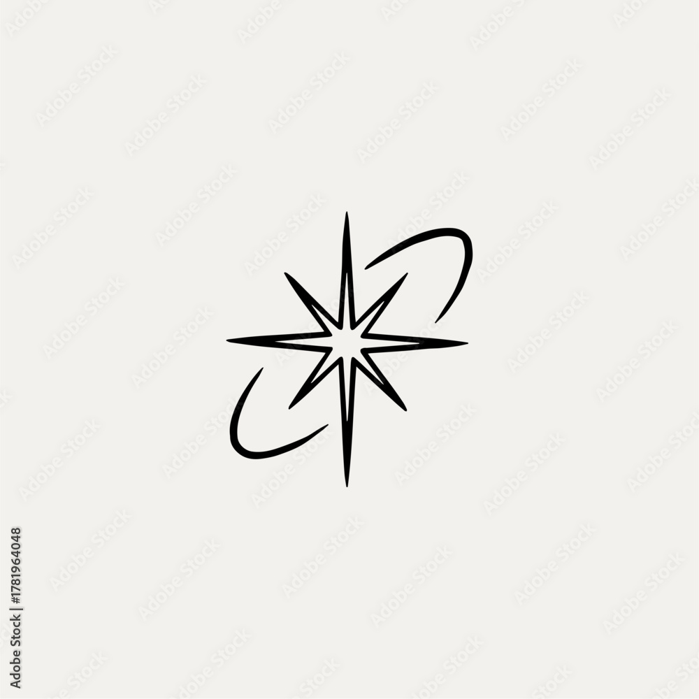 Fototapeta premium Star Logo, Sparkle Emblem Design, Cosmic Streetwear Logo, Celestial Branding Symbol, Galaxy Inspired Icon, Minimal Astral Logo, Futuristic Street Fashion Mark, Shining Star Vector Design