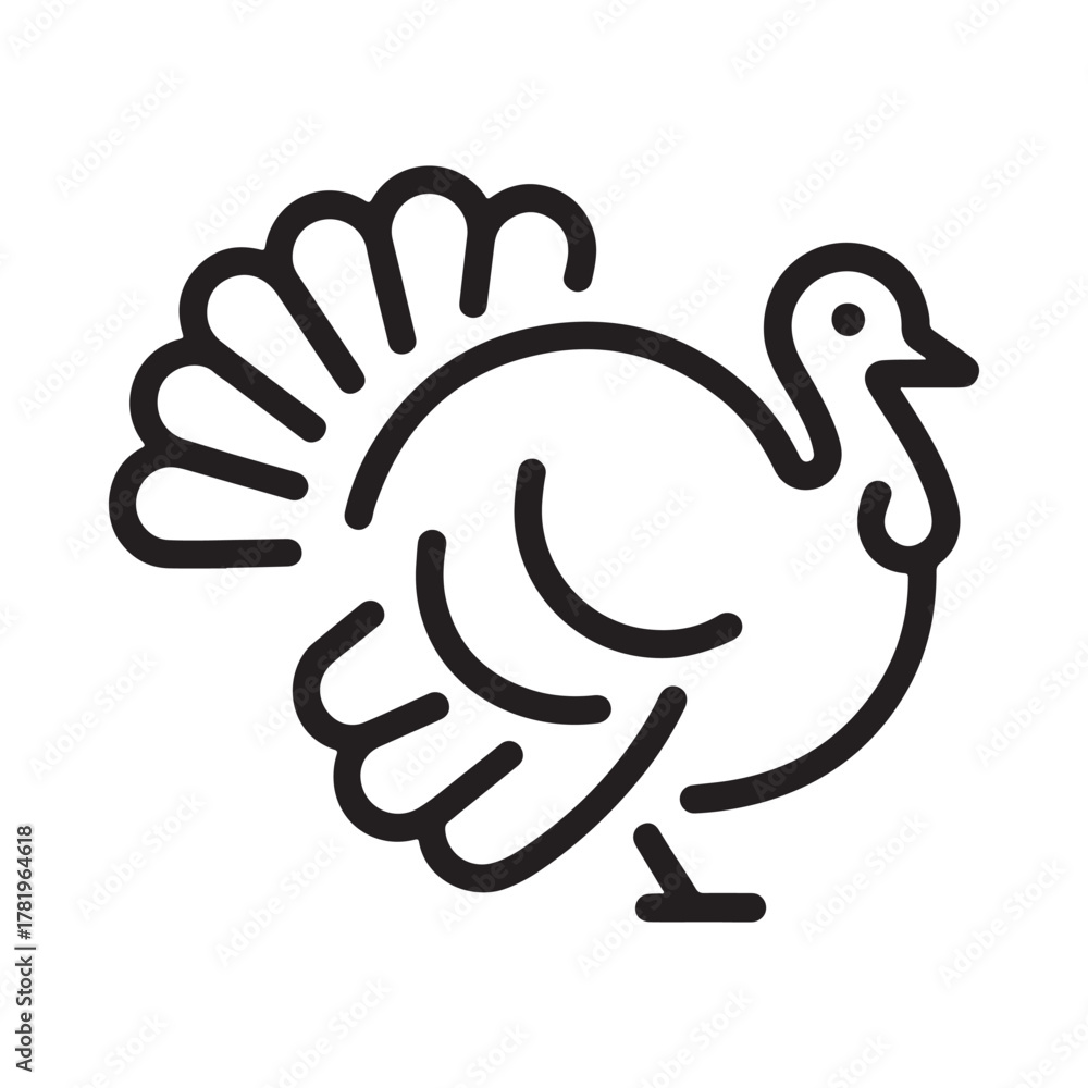Obraz premium Simple line art illustration of a turkey bird