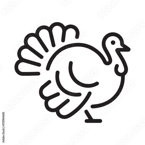 Simple line art illustration of a turkey bird
