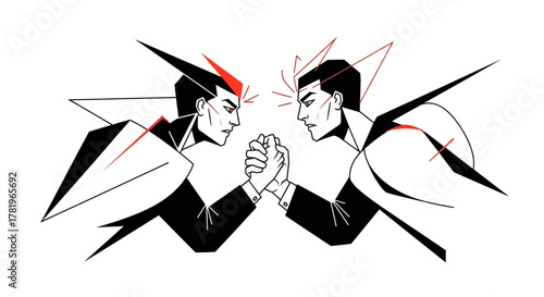 Conflict Resolution and Difficult Conversation Line Art Vector
