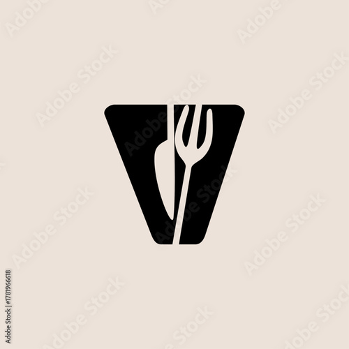 Knife Pork Letter V Logo.eps