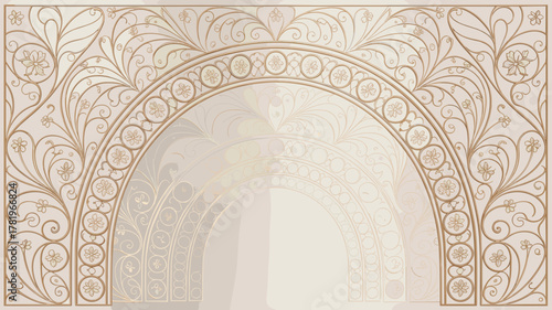 Decorative Floral Arch Border Ornate Art Nouveau Design