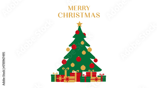 Festive Christmas Celebration: Decorated Christmas tree adorned with ornaments, presents, and star, symbolizing joy and anticipation during the holiday season.