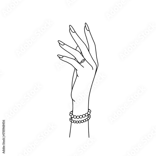 Icon of a beautiful woman's hand featuring a ring and bracelet representing jewelry and fashion concepts
