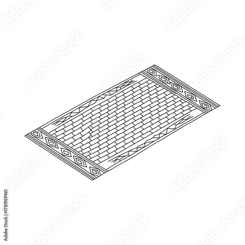 Hand drawn sketch of a rectangular kitchen sponge on a white background