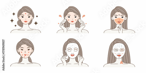 Woman s skincare routine steps for clear healthy skin and facial treatments