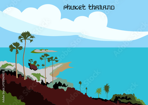Leam prom thep landscape viewpoint at Phuket Province Vector