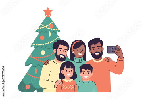 Family Christmas Selfie Capturing Holiday Memories Together.