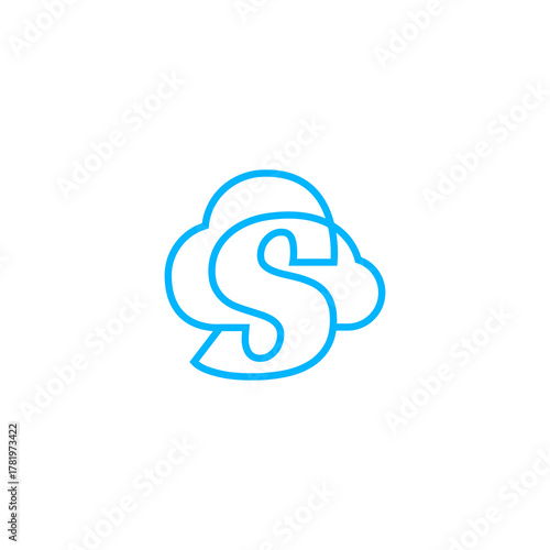 letter s cloud outline line logo vector icon