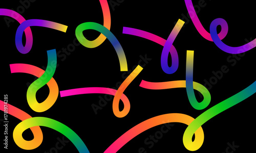 Colorful gradient ribbons abstract design on dark background vibrant illustration