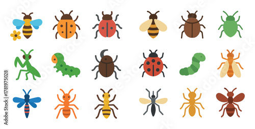 Colorful Insect Icons