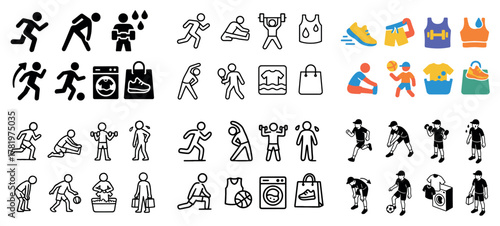 Diverse sports and fitness icons collection
