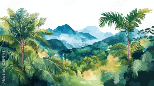 Avila National Park. Avila National Park hand drawn watercolor illustration